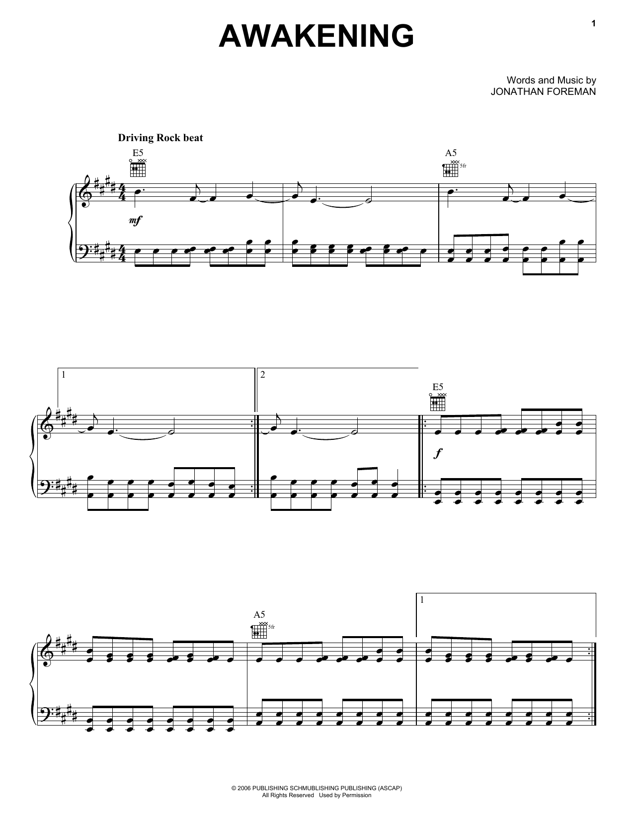 Download Switchfoot Awakening Sheet Music and learn how to play Piano, Vocal & Guitar (Right-Hand Melody) PDF digital score in minutes