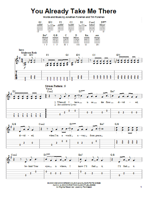 Download Switchfoot You Already Take Me There Sheet Music and learn how to play Guitar Tab Play-Along PDF digital score in minutes