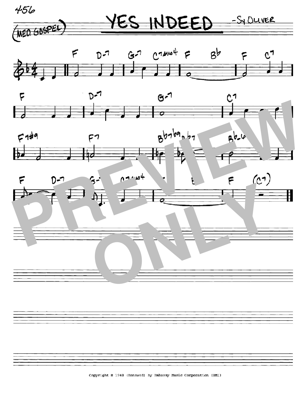 Download Sy Oliver Yes Indeed Sheet Music and learn how to play Real Book - Melody & Chords - C Instruments PDF digital score in minutes