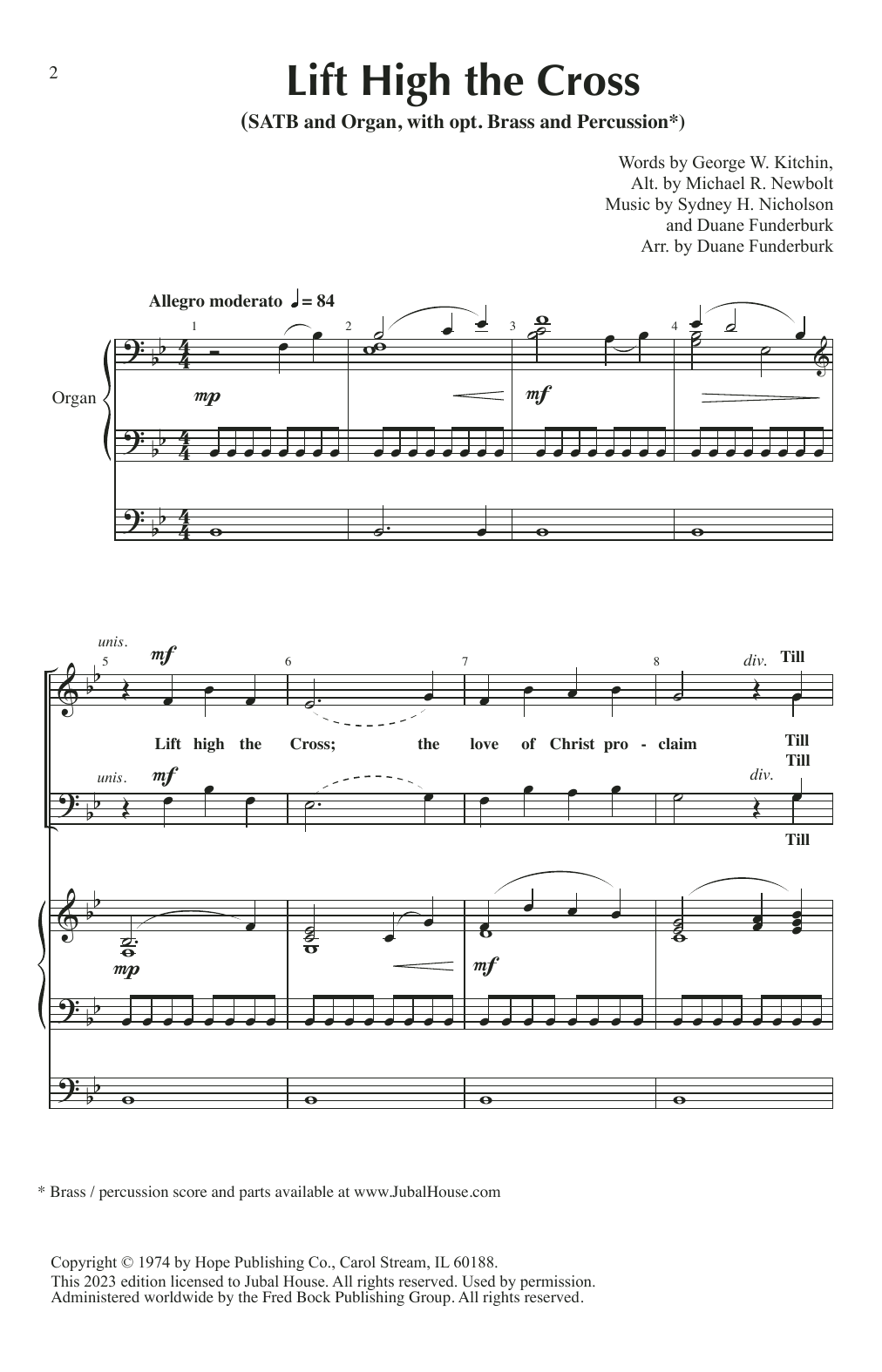 Download Sydney H. Nicholson Lift High the Cross (arr. Duane Funderburk) Sheet Music and learn how to play SATB Choir PDF digital score in minutes