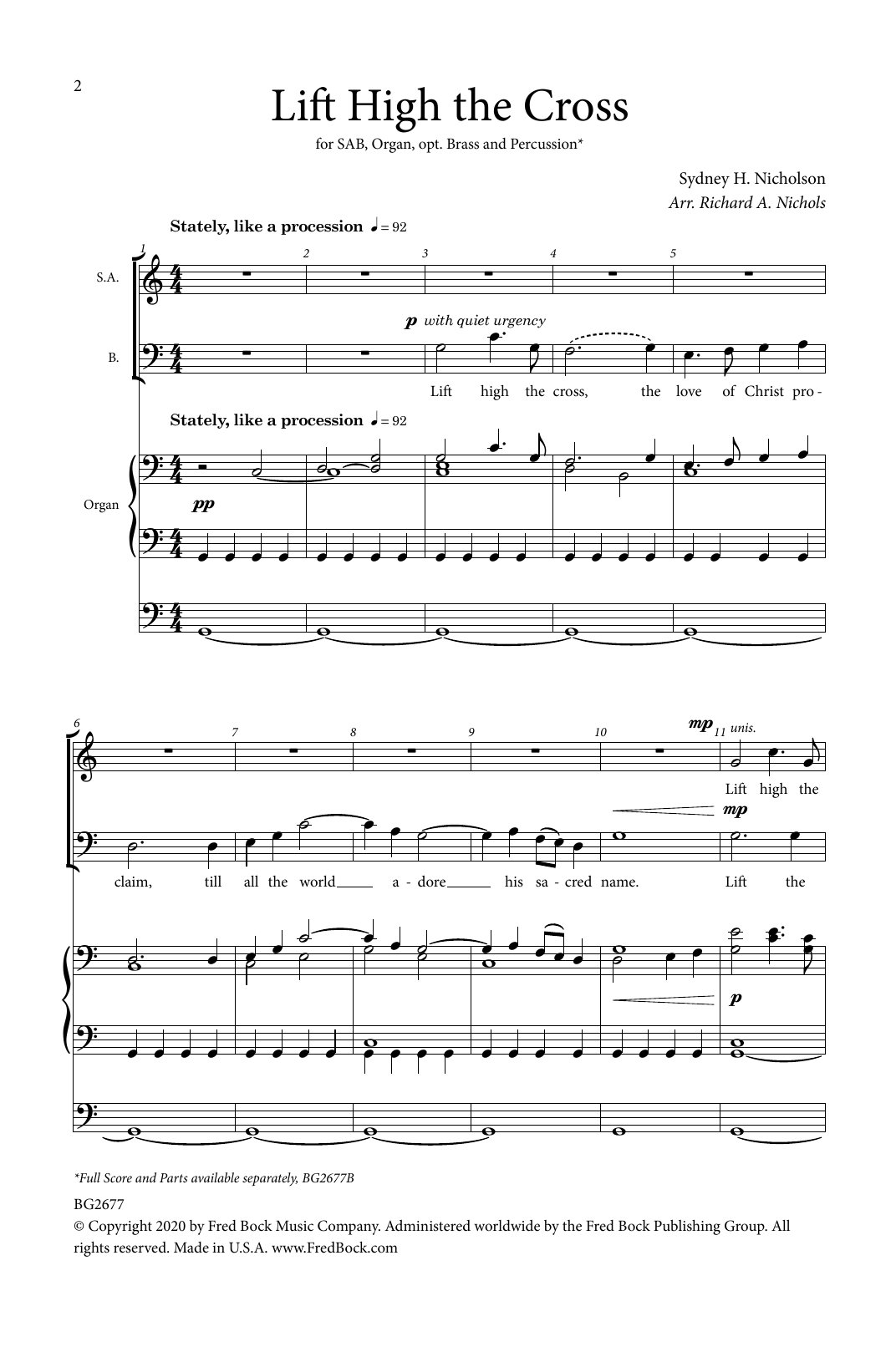 Download Sydney H. Nicholson Lift High The Cross (arr. Richard A. Nichols) Sheet Music and learn how to play SAB Choir PDF digital score in minutes