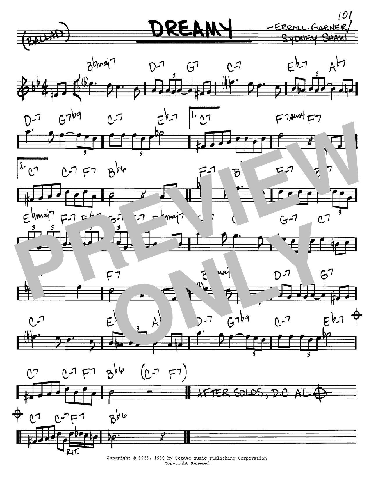 Download Sydney Shaw Dreamy Sheet Music and learn how to play Real Book - Melody & Chords - C Instruments PDF digital score in minutes