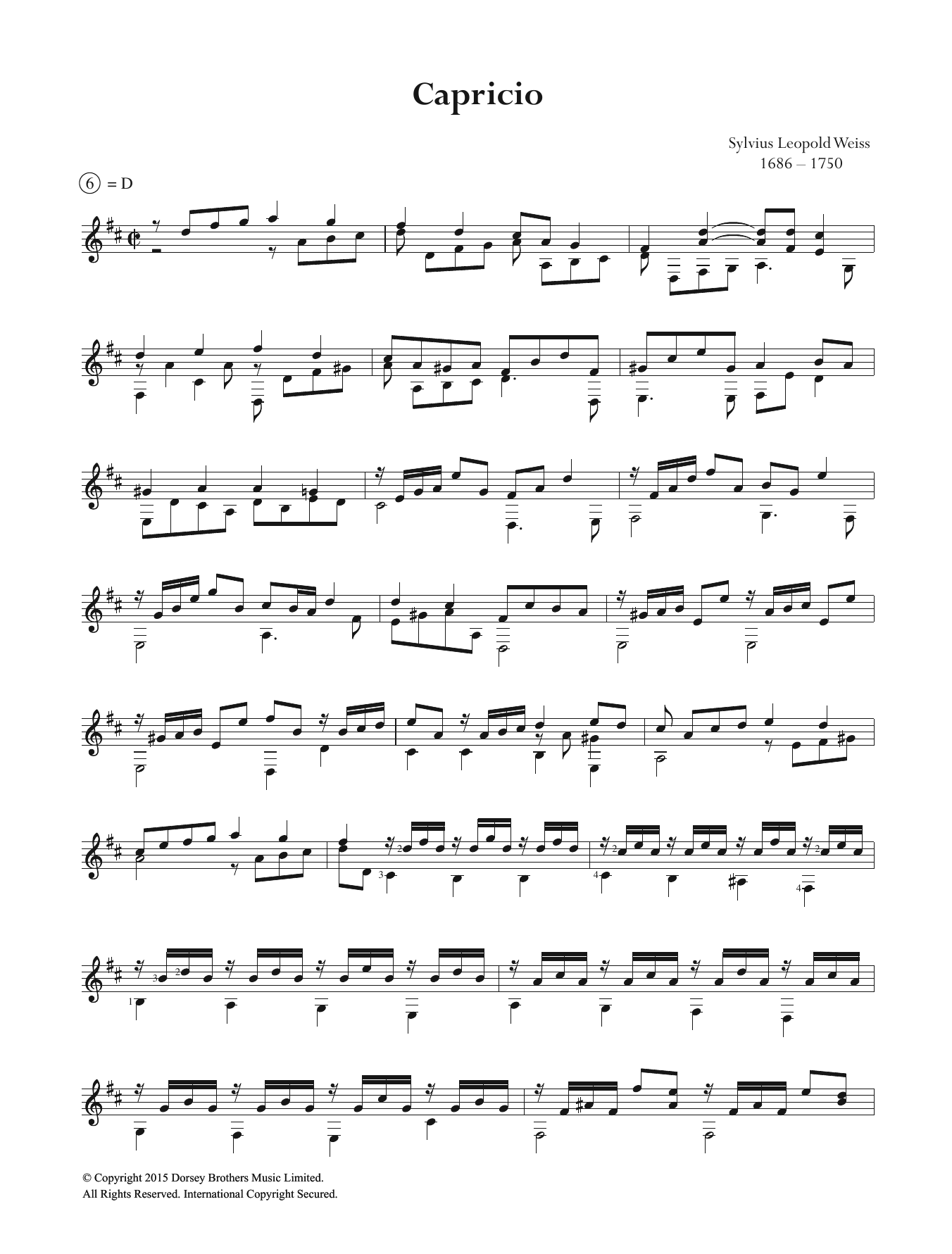 Download Sylvius Leopold Weiss Capricio Sheet Music and learn how to play Guitar PDF digital score in minutes