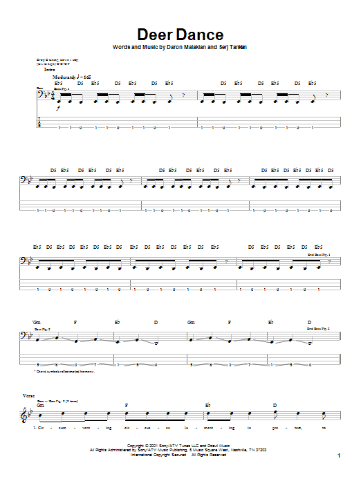Download System Of A Down Deer Dance Sheet Music and learn how to play Drums Transcription PDF digital score in minutes