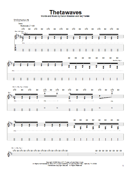 Download System Of A Down Thetawaves Sheet Music and learn how to play Guitar Tab PDF digital score in minutes