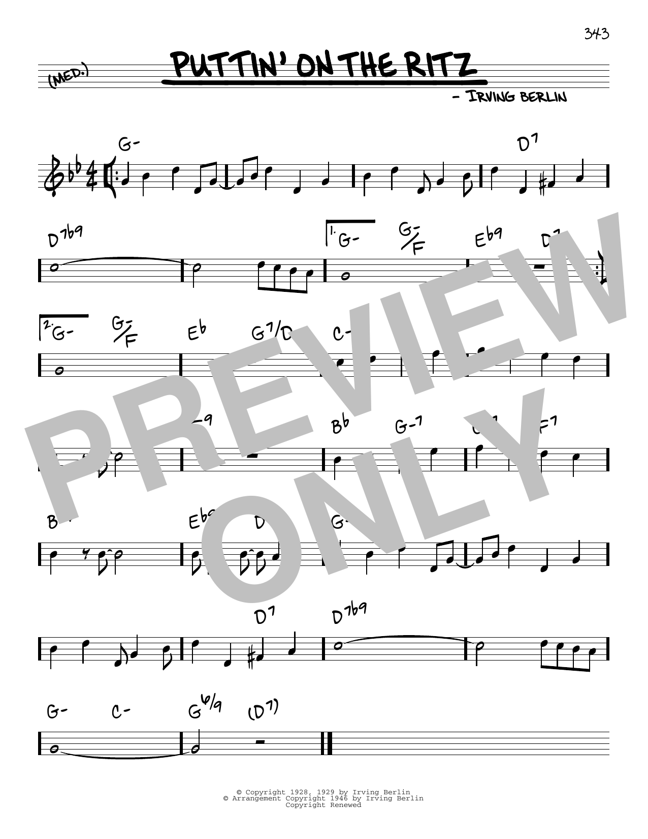 Download Taco Puttin' On The Ritz Sheet Music and learn how to play Real Book – Melody & Chords PDF digital score in minutes