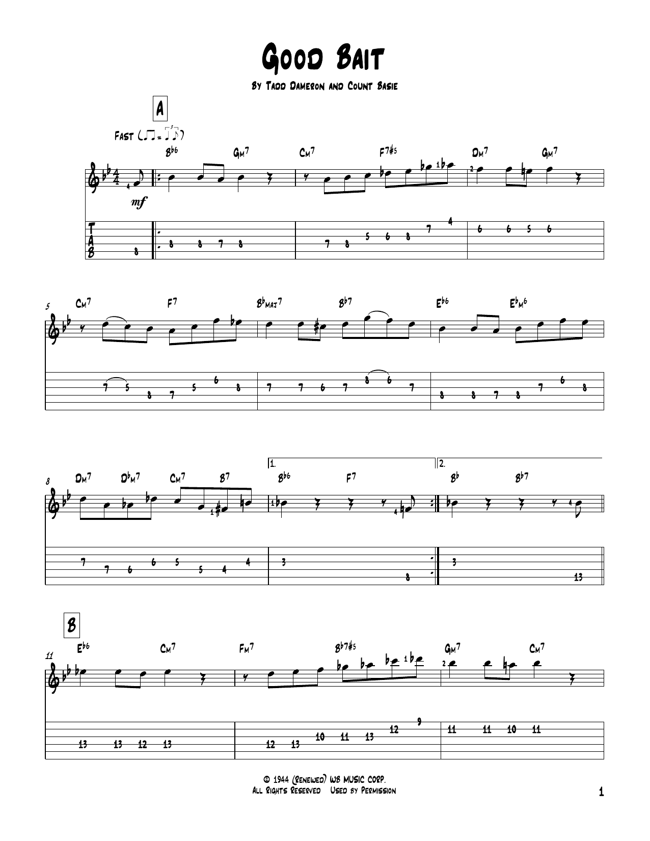 Download Tadd Dameron Good Bait Sheet Music and learn how to play Melody Line, Lyrics & Chords PDF digital score in minutes