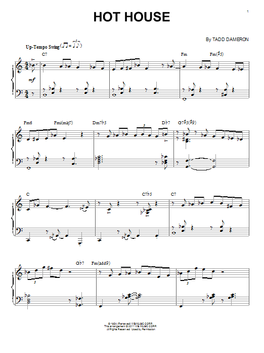 Download Tadd Dameron Hot House Sheet Music and learn how to play Piano PDF digital score in minutes
