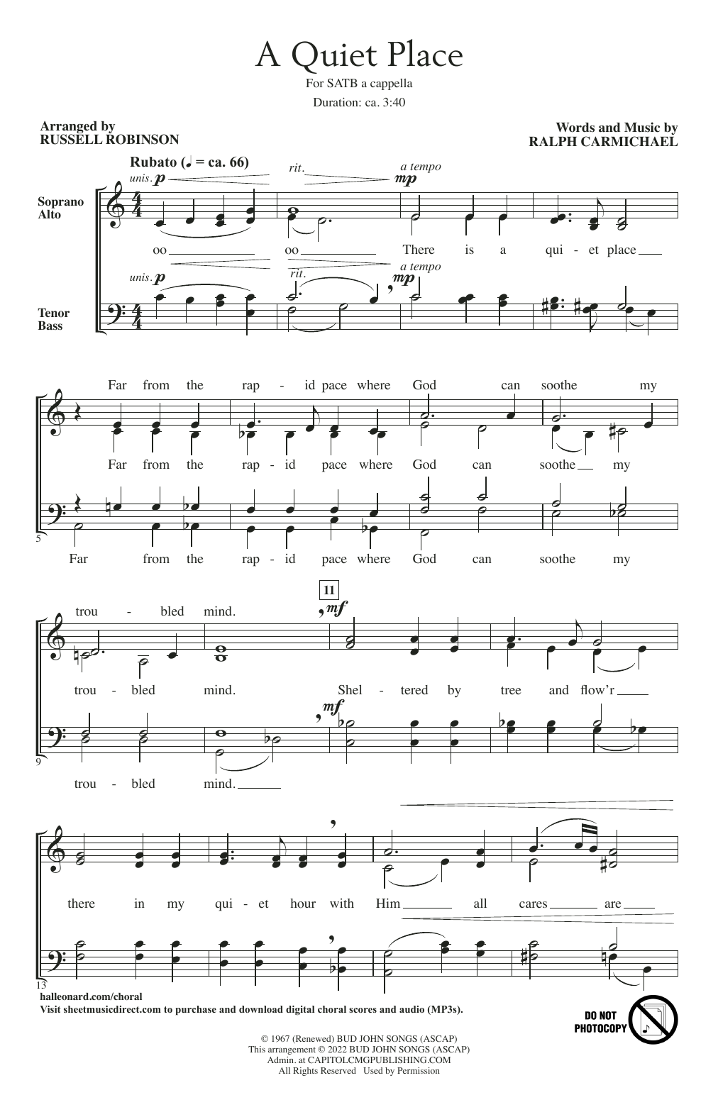 Download Take 6 A Quiet Place (arr. Russell Robinson) Sheet Music and learn how to play SATB Choir PDF digital score in minutes