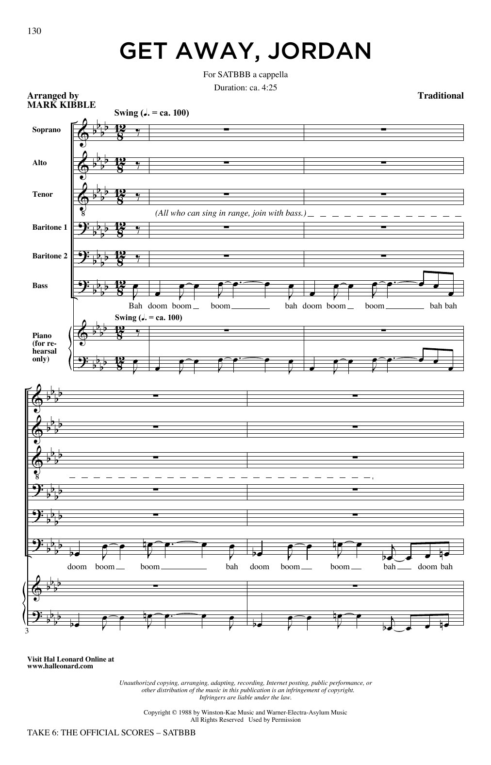 Download Take 6 Get Away Jordan Sheet Music and learn how to play SATB Choir PDF digital score in minutes