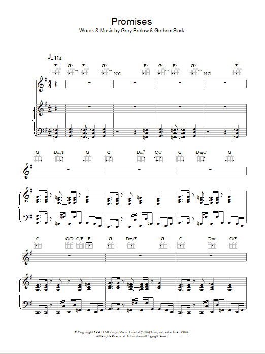 Download Take That Promises Sheet Music and learn how to play Piano, Vocal & Guitar (Right-Hand Melody) PDF digital score in minutes