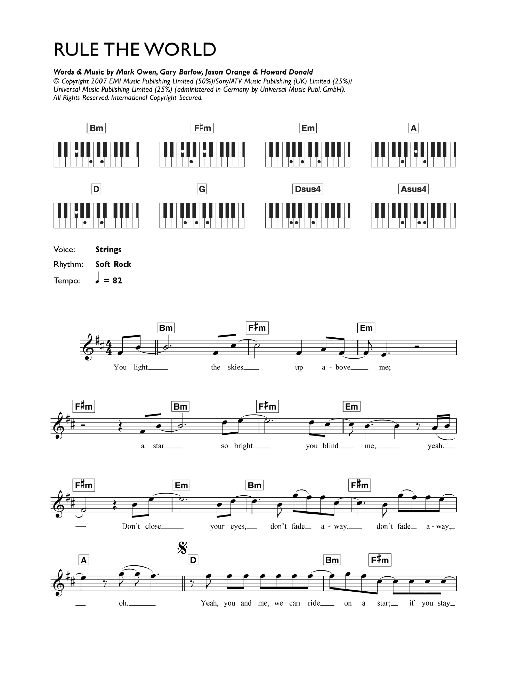 Download Take That Rule The World (from Stardust) Sheet Music and learn how to play SATB PDF digital score in minutes