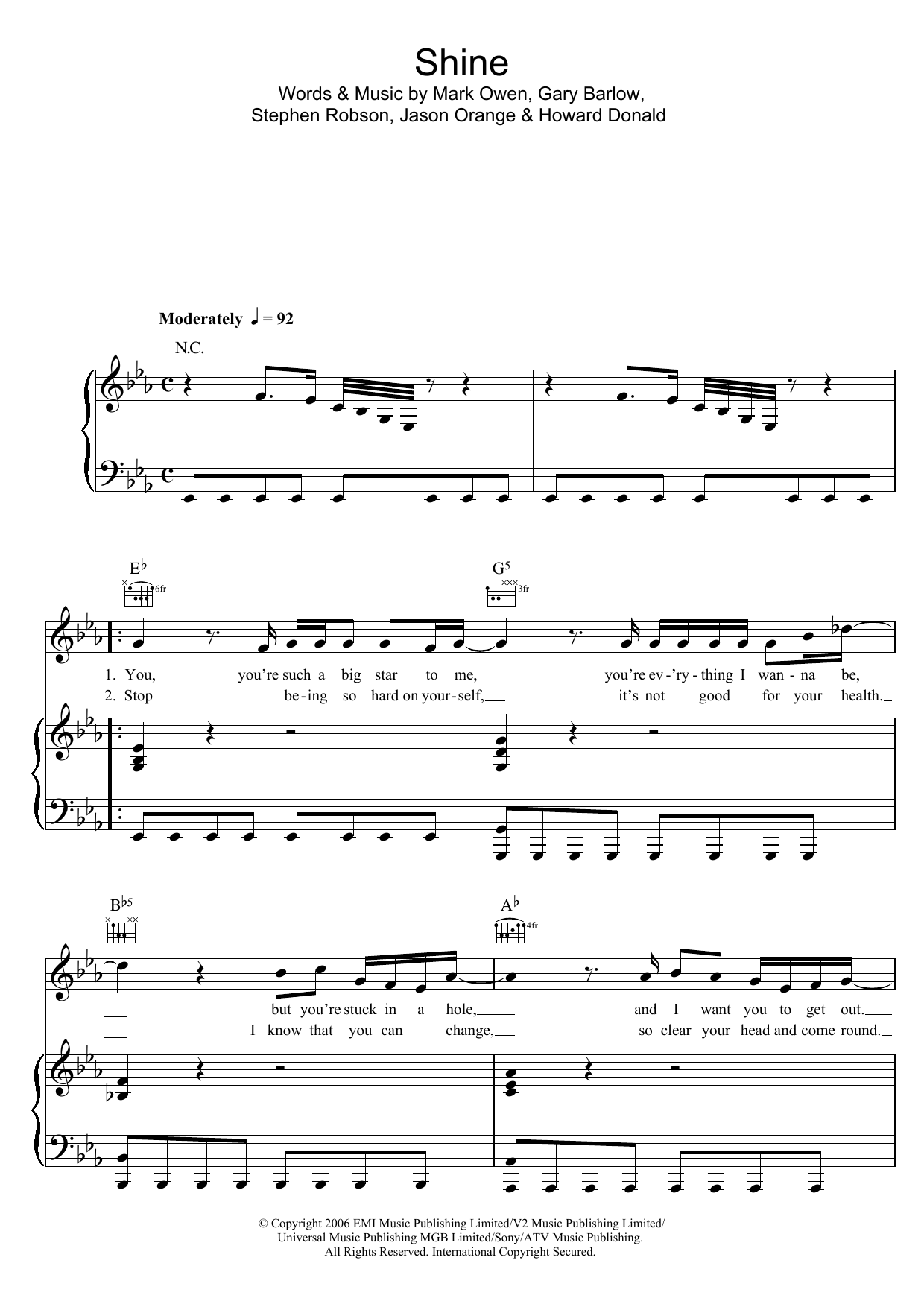 Download Take That Shine Sheet Music and learn how to play Keyboard PDF digital score in minutes