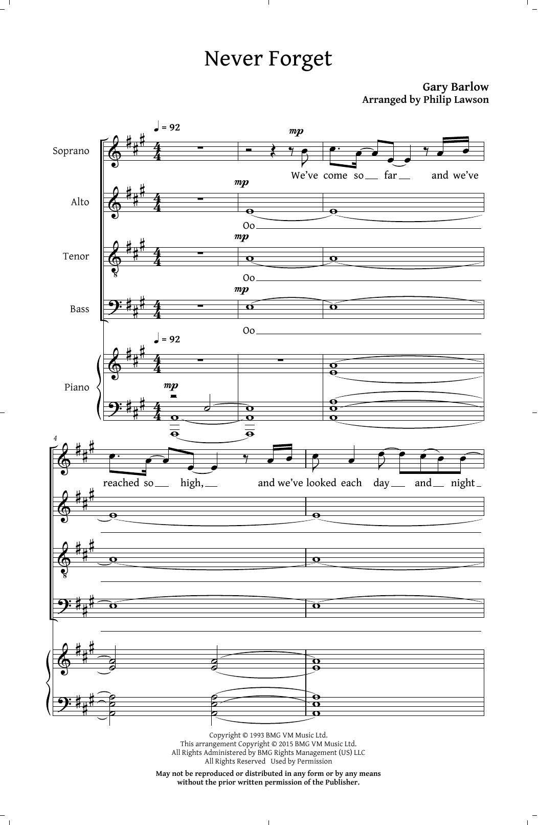 Take That Never Forget Arr Philip Lawson Sheet Music Notes Download Printable Pdf Score 160021