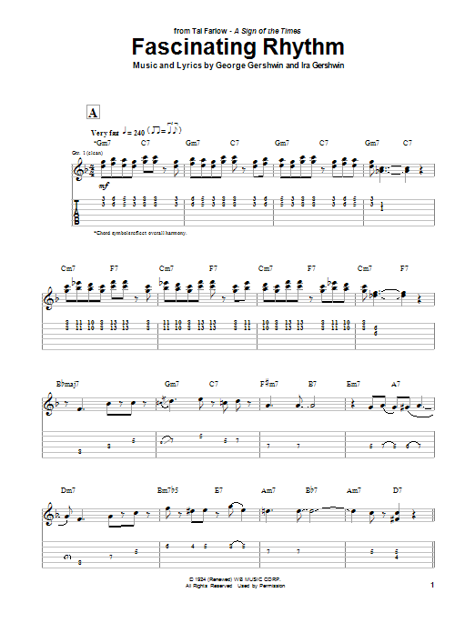 Download Tal Farlow Fascinating Rhythm Sheet Music and learn how to play Guitar Tab PDF digital score in minutes