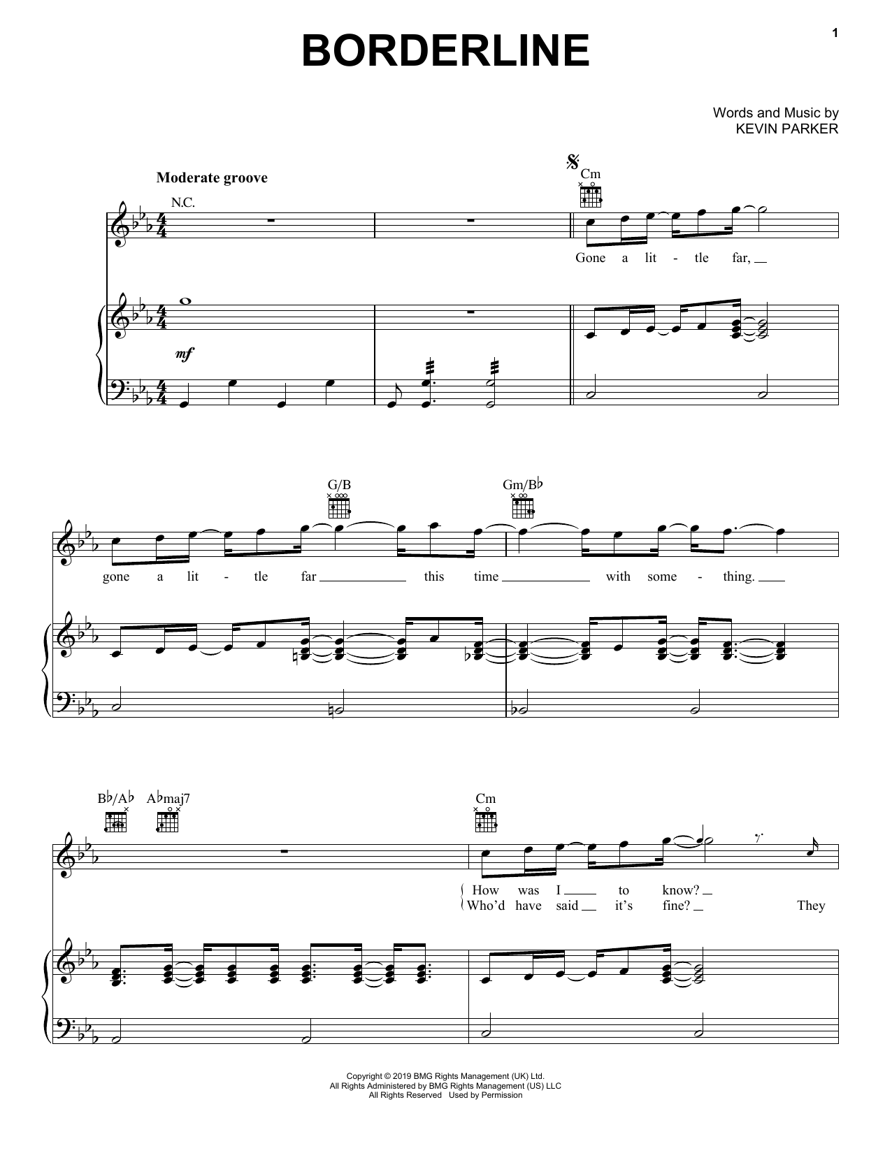 Download Tame Impala Borderline Sheet Music and learn how to play Piano, Vocal & Guitar Chords (Right-Hand Melody) PDF digital score in minutes