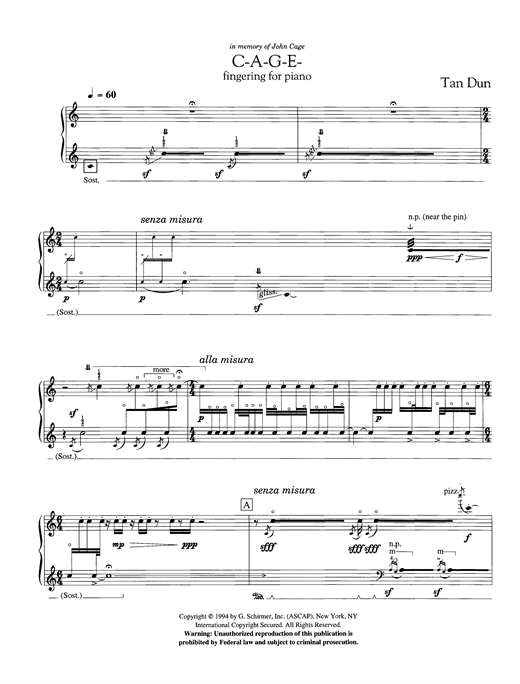 Download Tan Dun C-A-G-E- Sheet Music and learn how to play Piano PDF digital score in minutes