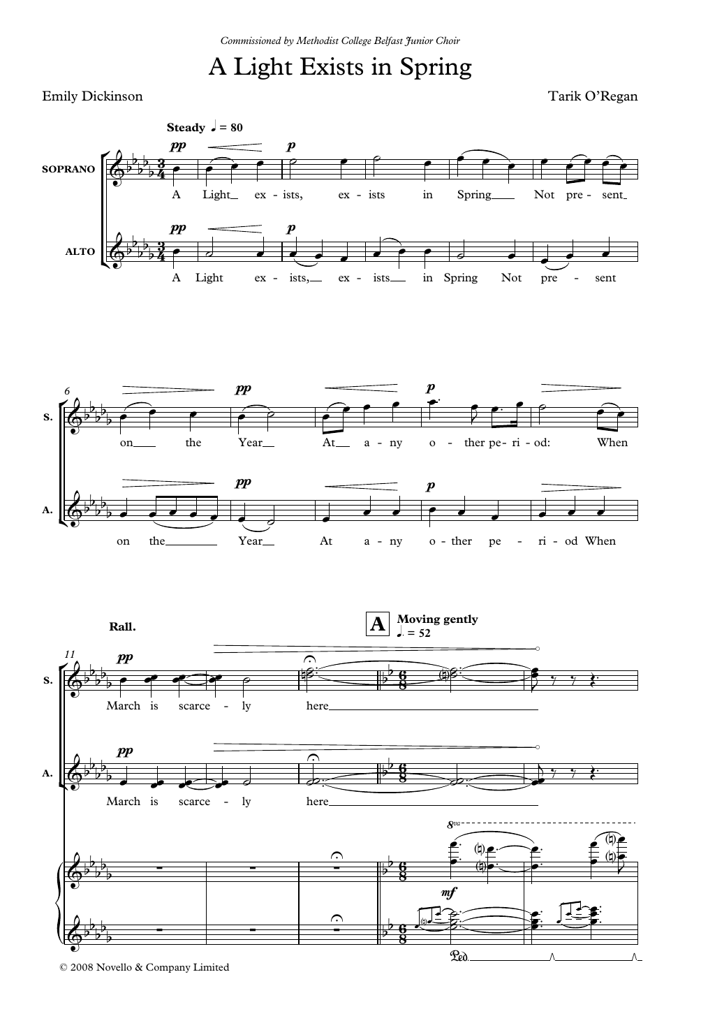 Download Tarik O'Regan A Light Exists In Spring Sheet Music and learn how to play SSA Choir PDF digital score in minutes