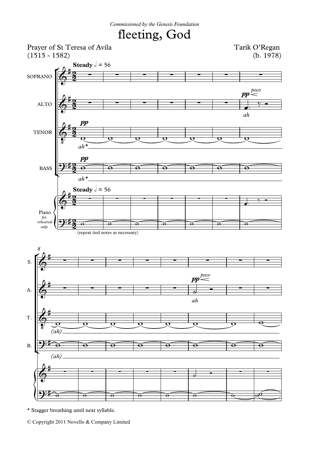 Download Tarik O'Regan Fleeting, God Sheet Music and learn how to play SATB Choir PDF digital score in minutes