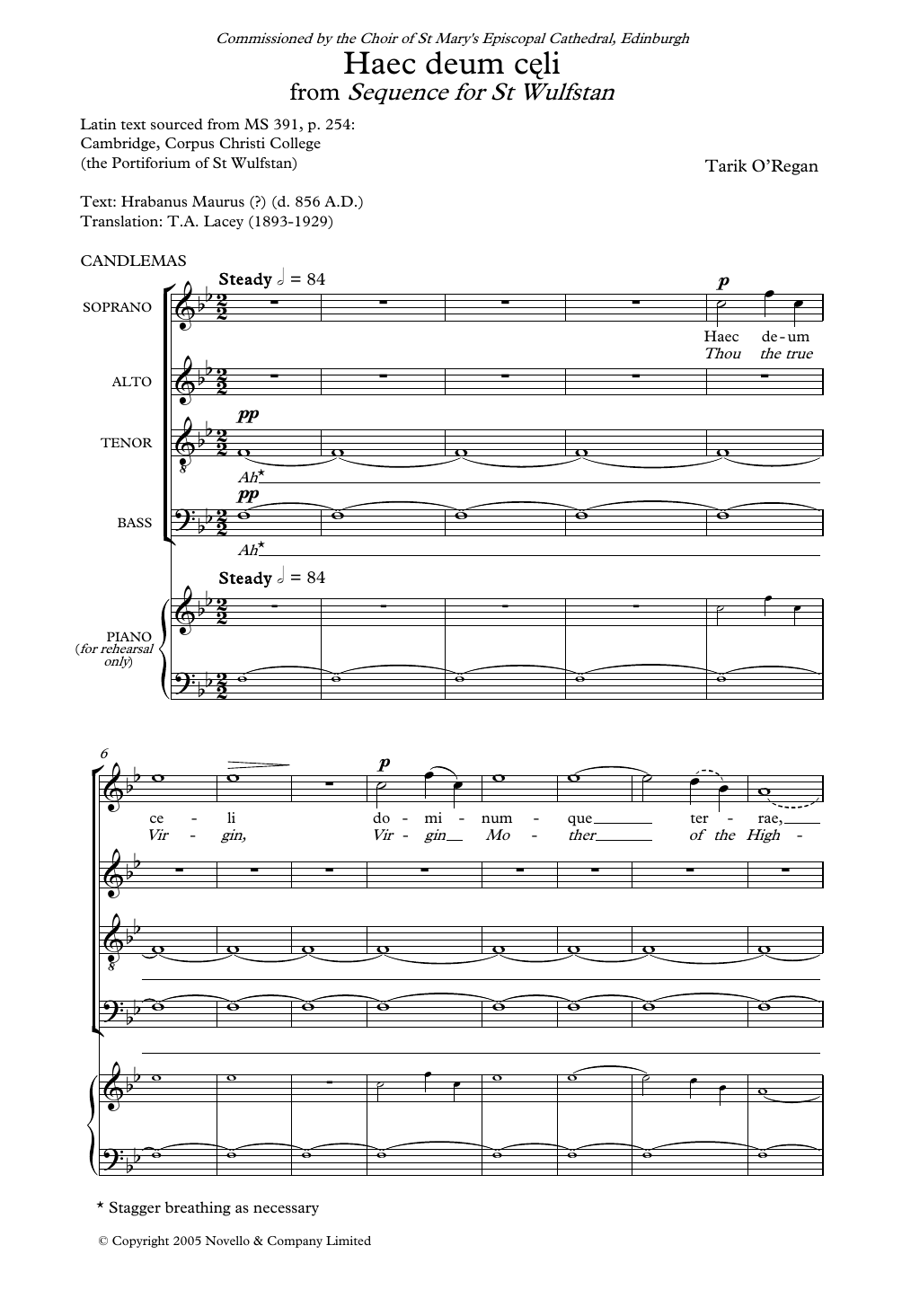 Download Tarik O'Regan Haec Deum Celi (From Sequence for St Wulfstan) Sheet Music and learn how to play SATB Choir PDF digital score in minutes