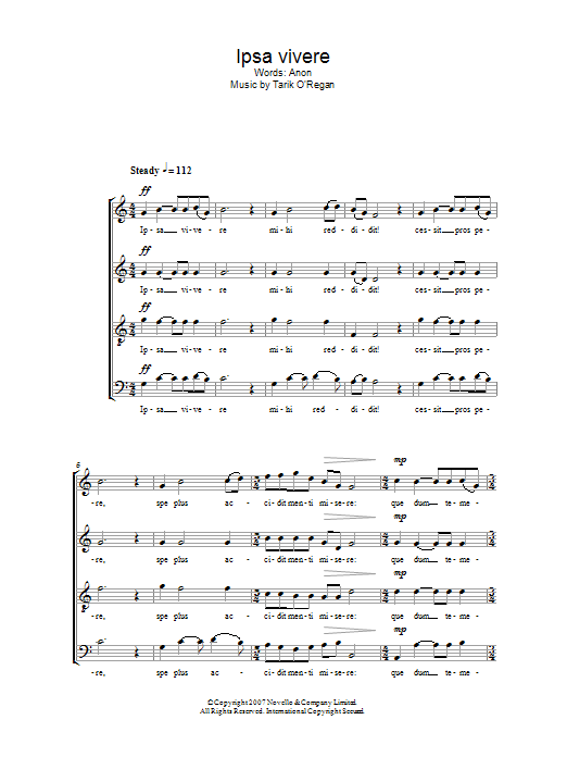 Download Tarik O'Regan Ipsa vivere Sheet Music and learn how to play Choir PDF digital score in minutes