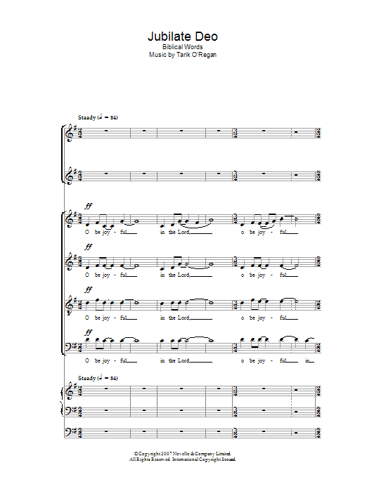 Download Tarik O'Regan Jubilate Deo Sheet Music and learn how to play Choir PDF digital score in minutes