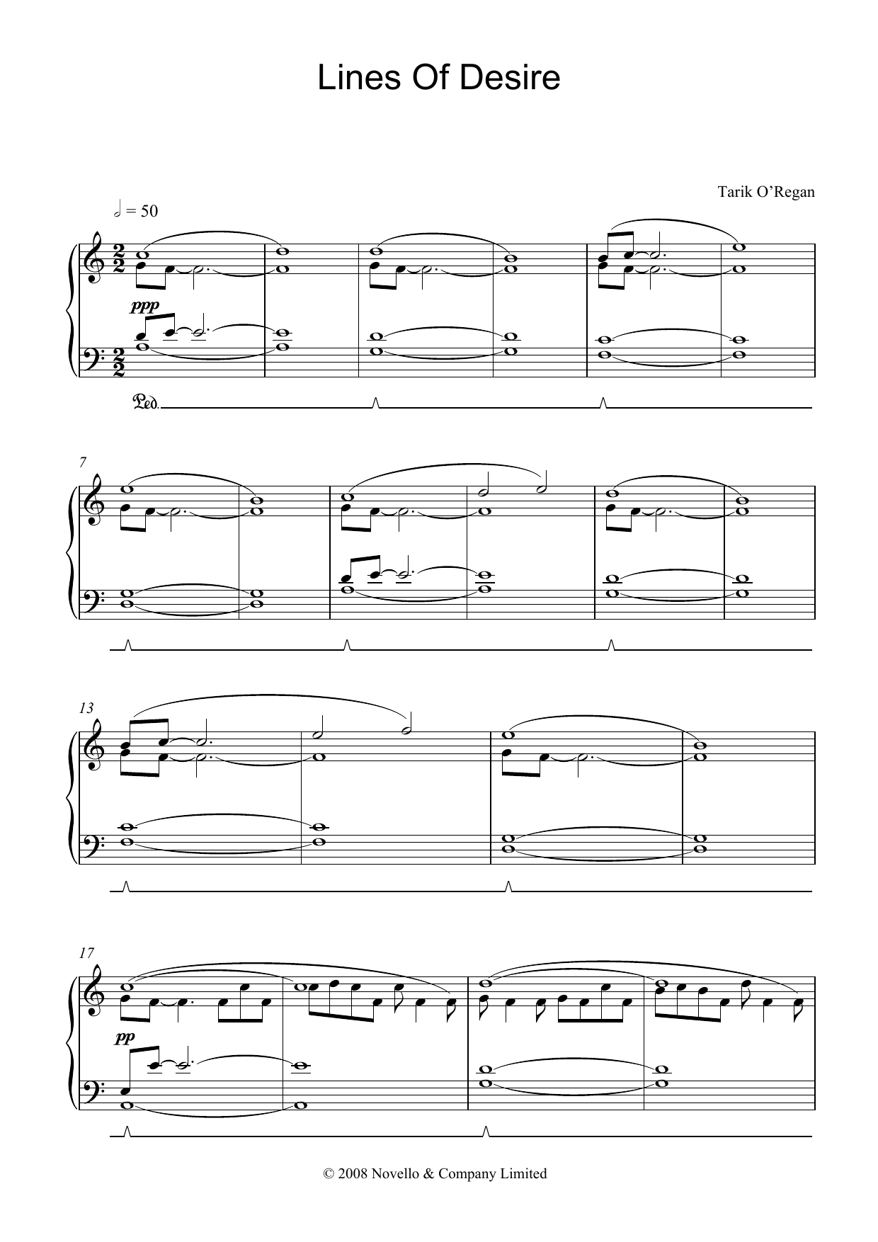 Download Tarik O'Regan Lines Of Desire Sheet Music and learn how to play Piano PDF digital score in minutes