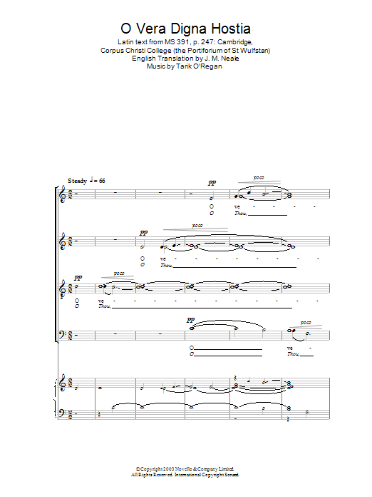 Download Tarik O'Regan O Vera Digna Hostia Sheet Music and learn how to play Choir PDF digital score in minutes
