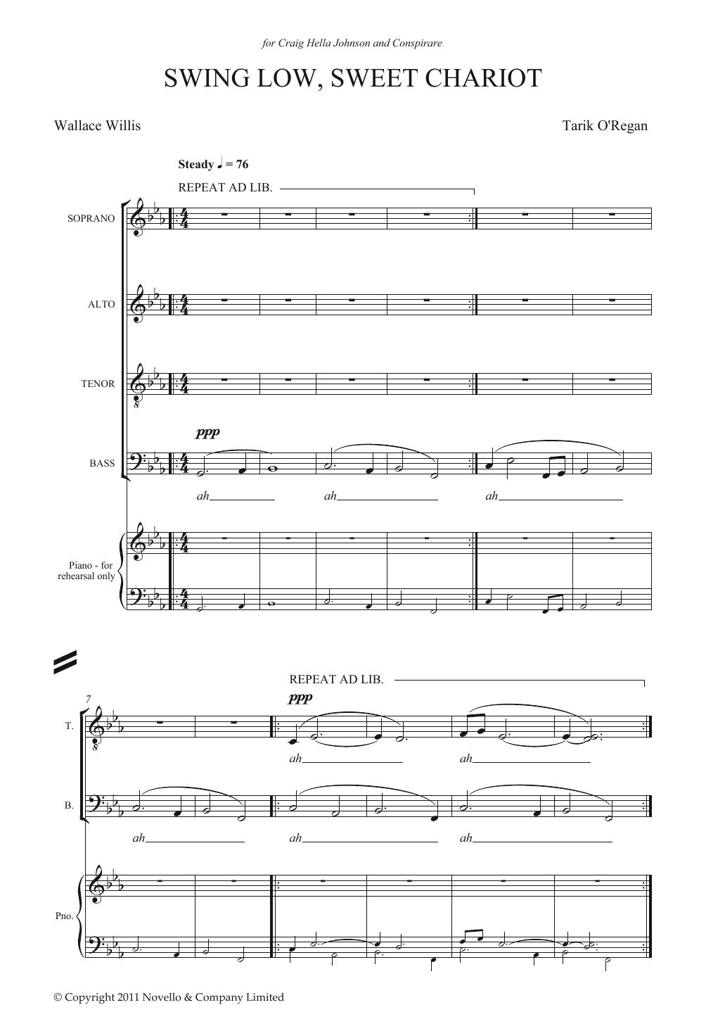 Download Tarik O'Regan Swing Low, Sweet Chariot Sheet Music and learn how to play SATB Choir PDF digital score in minutes