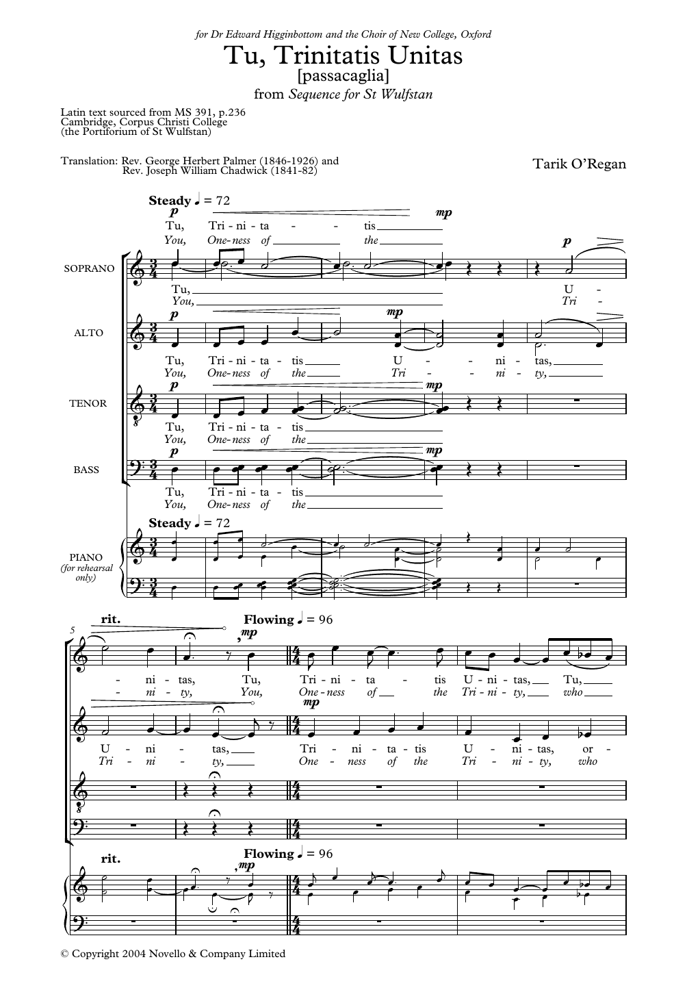 Download Tarik O'Regan Tu Trinitatis Unitas (From Sequence For St Wulfstan) Sheet Music and learn how to play Choir PDF digital score in minutes