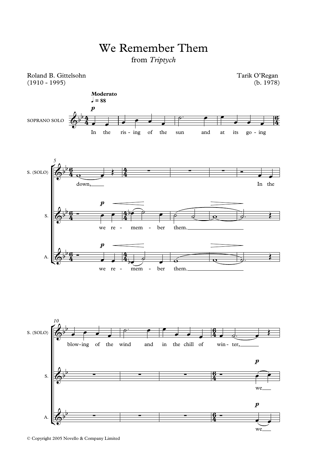 Download Tarik O'Regan We Remember Them Sheet Music and learn how to play SATB Choir PDF digital score in minutes