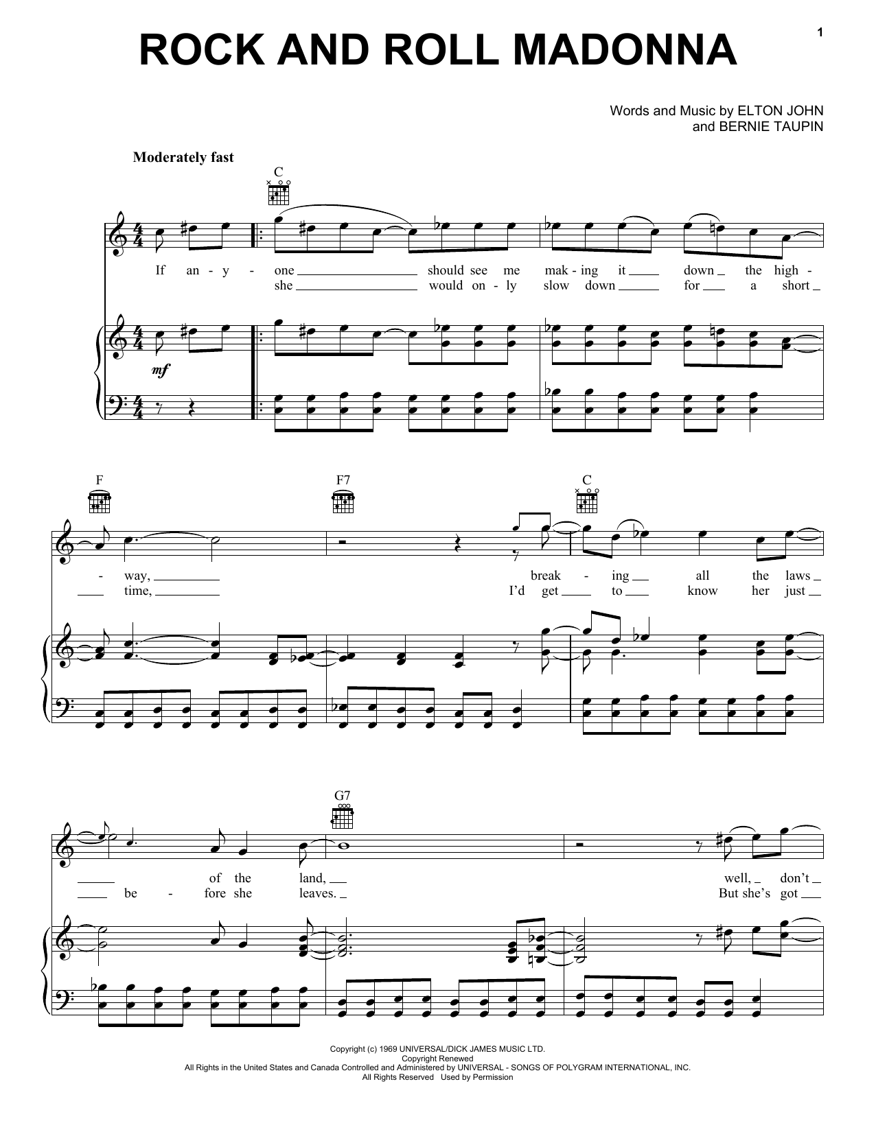 Download Taron Egerton Rock And Roll Madonna (from Rocketman) Sheet Music and learn how to play Easy Piano PDF digital score in minutes