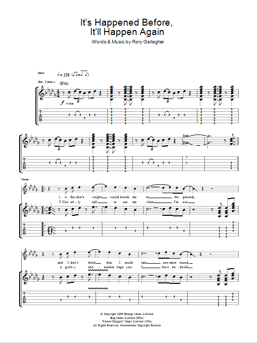 Download Taste It's Happened Before, It'll Happen Again Sheet Music and learn how to play Guitar Tab PDF digital score in minutes