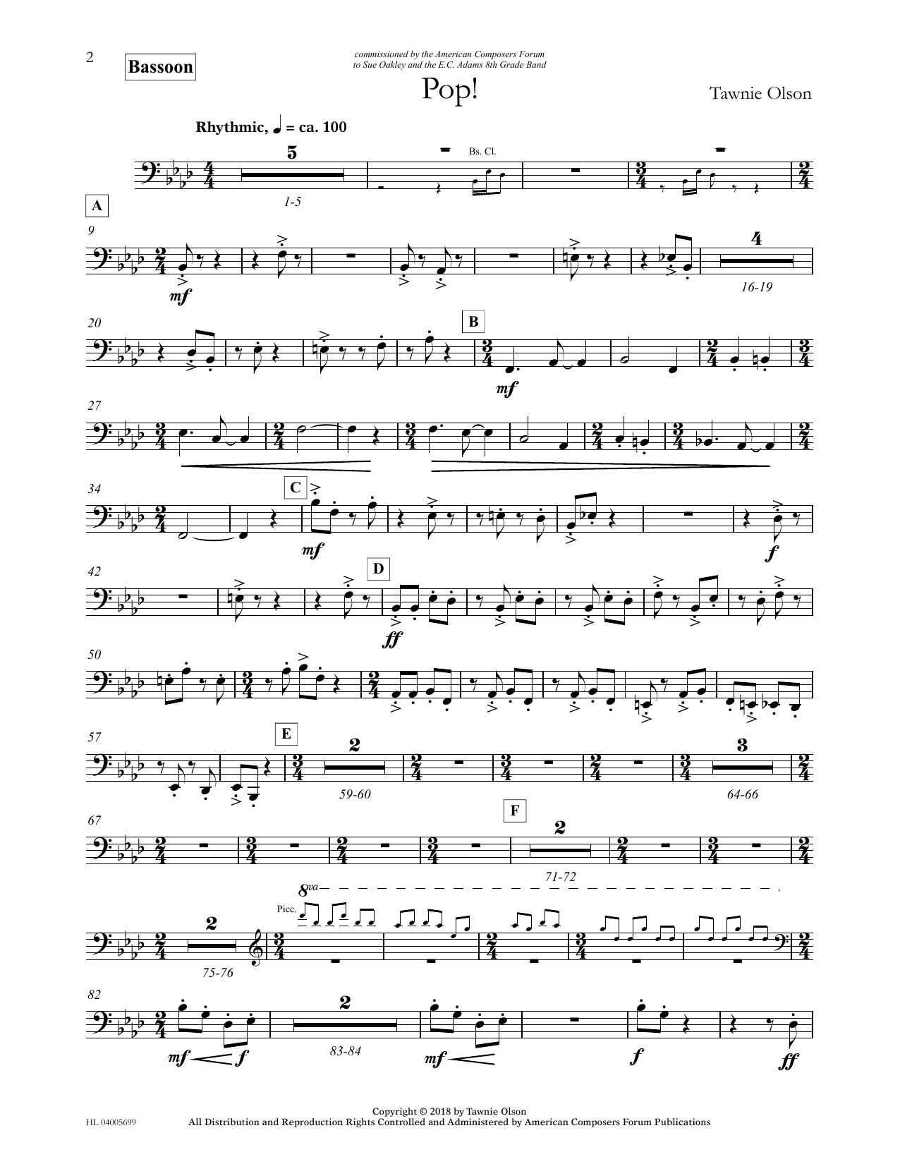 Download Tawnie Olson Pop! - Bassoon Sheet Music and learn how to play Concert Band PDF digital score in minutes