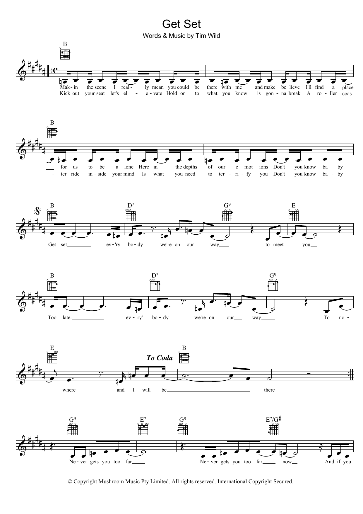 Download Taxiride Get Set Sheet Music and learn how to play Melody Line, Lyrics & Chords PDF digital score in minutes