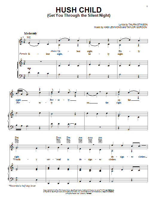 Download Taylor Gordon Hush Child (Get You Through The Silent Night) Sheet Music and learn how to play Piano, Vocal & Guitar (Right-Hand Melody) PDF digital score in minutes