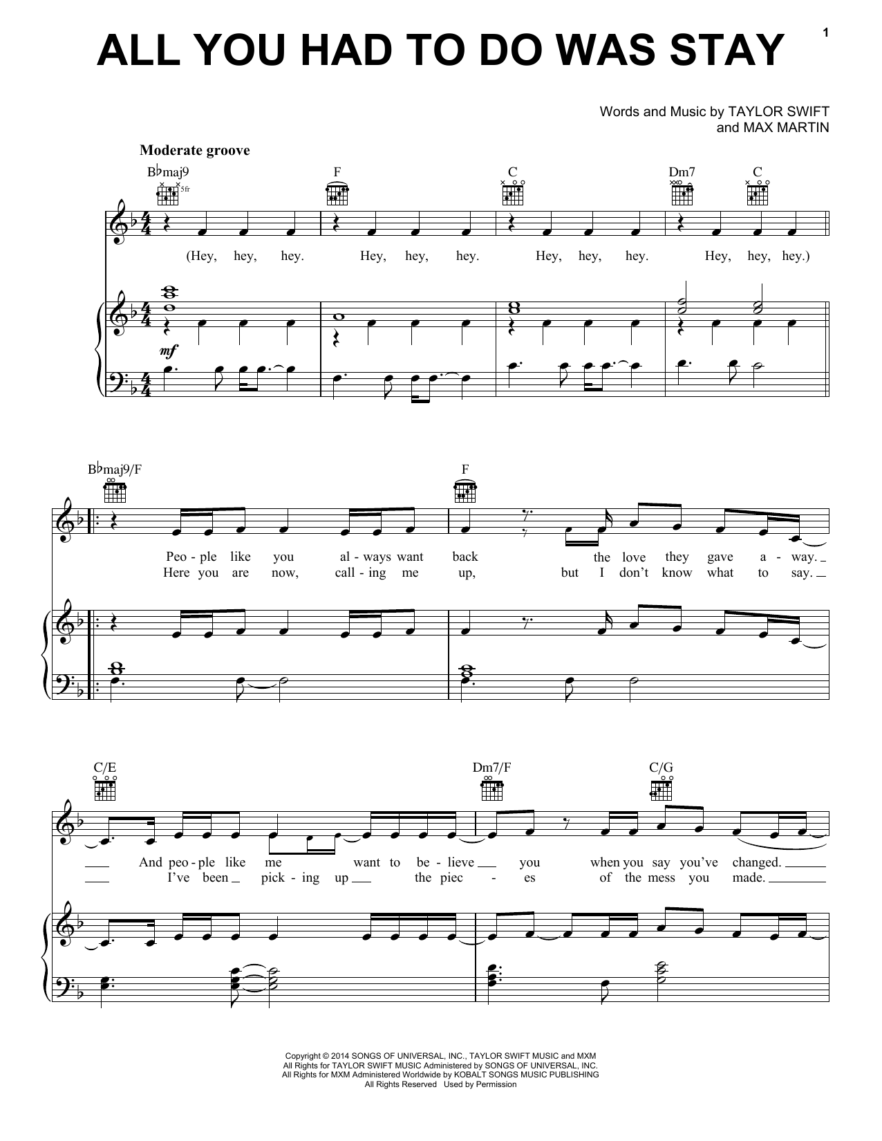 Download Taylor Swift All You Had To Do Was Stay Sheet Music and learn how to play Ukulele PDF digital score in minutes
