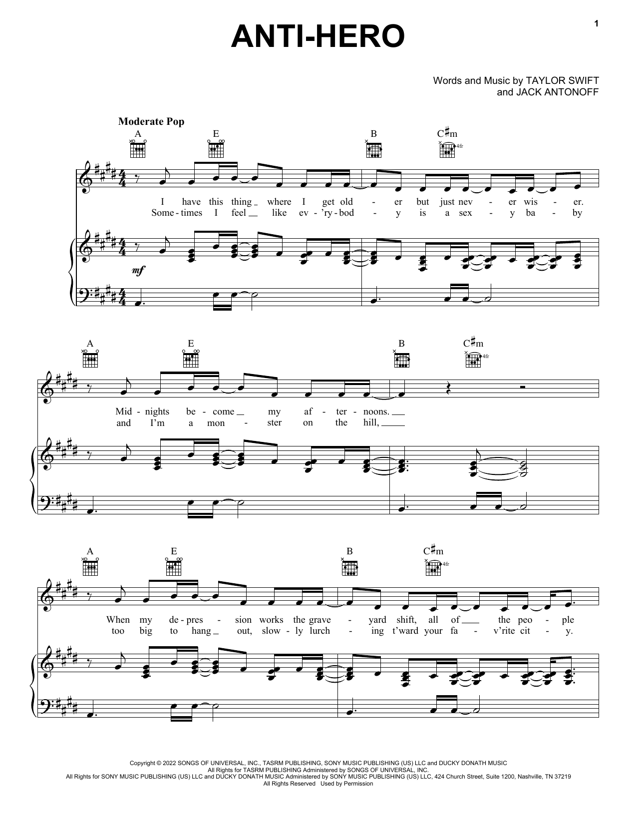 Download Taylor Swift Anti-Hero Sheet Music and learn how to play Ukulele PDF digital score in minutes