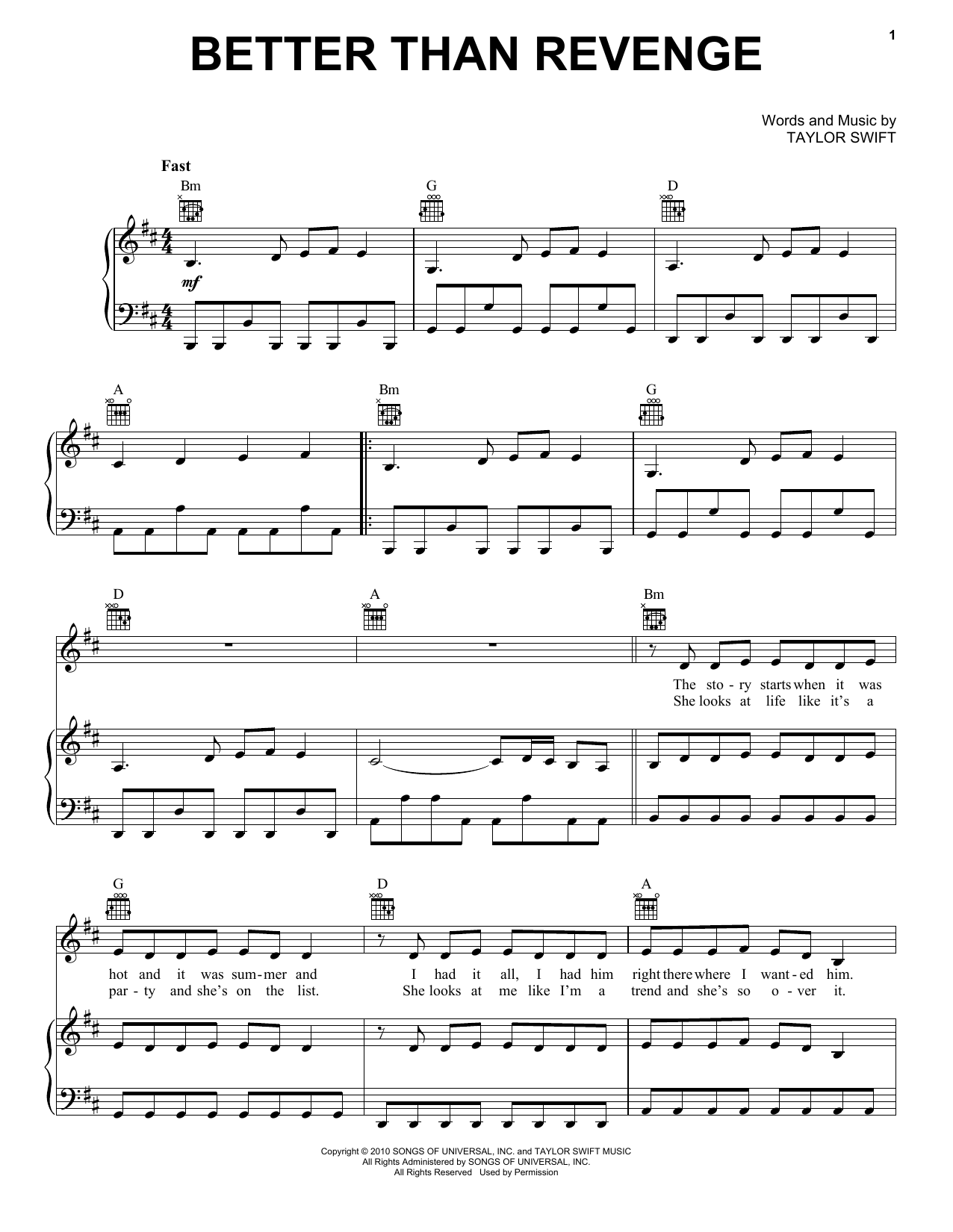 Download Taylor Swift Better Than Revenge Sheet Music and learn how to play Easy Guitar PDF digital score in minutes