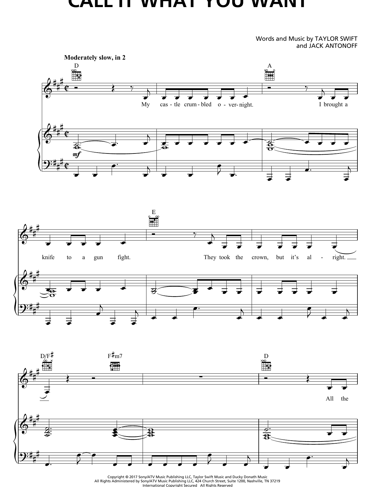 Download Taylor Swift Call It What You Want Sheet Music and learn how to play Lyrics & Chords PDF digital score in minutes