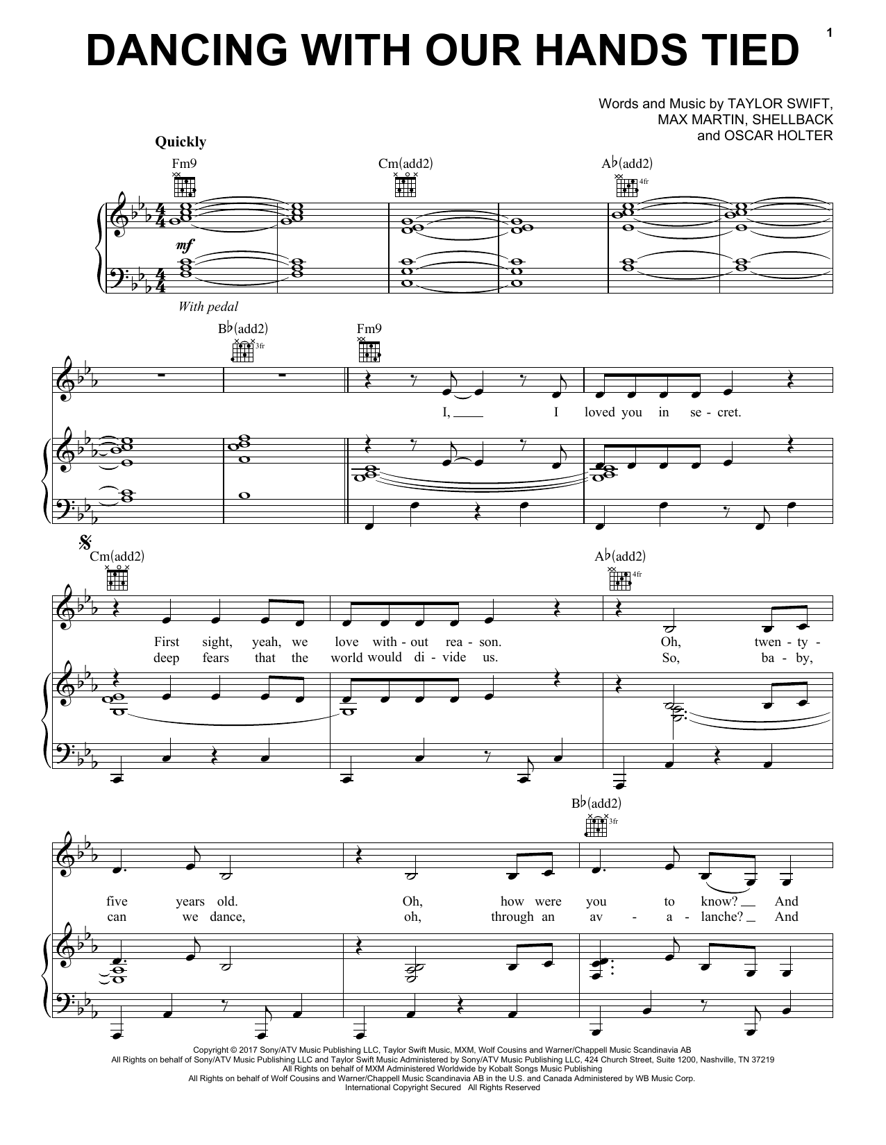 Download Taylor Swift Dancing With Our Hands Tied Sheet Music and learn how to play Easy Guitar Tab PDF digital score in minutes