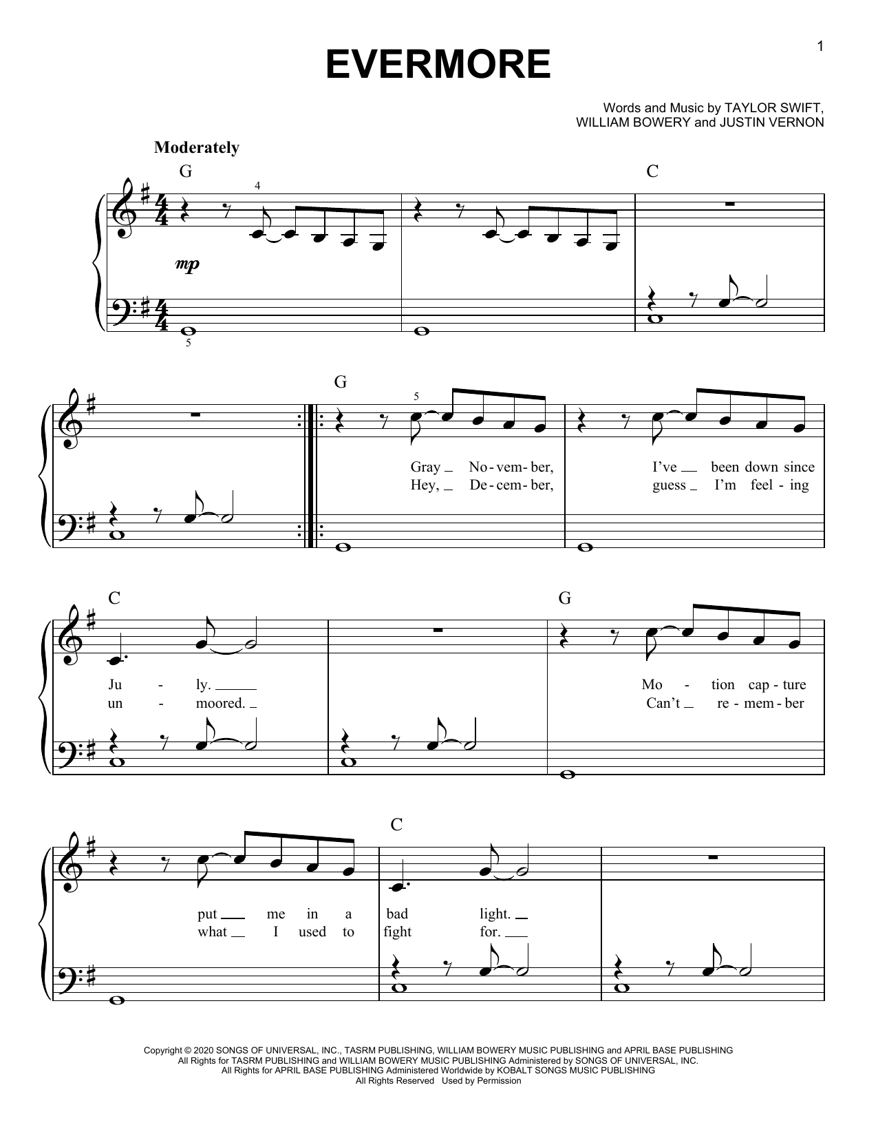 Download Taylor Swift evermore (feat. Bon Iver) Sheet Music and learn how to play Clarinet Solo PDF digital score in minutes
