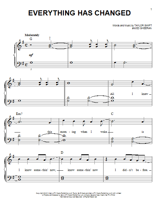 Download Taylor Swift Everything Has Changed Sheet Music and learn how to play Easy Guitar Tab PDF digital score in minutes