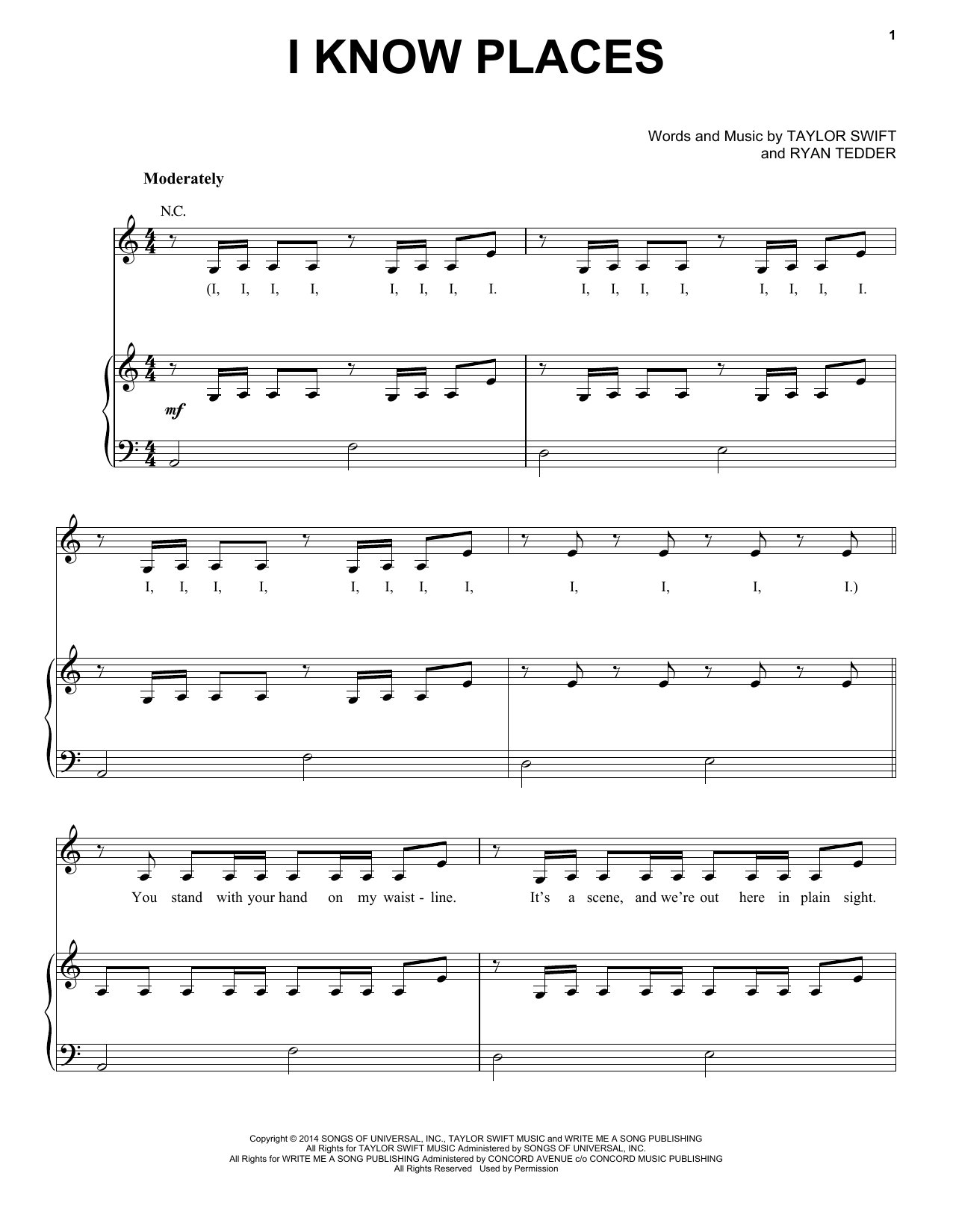 Download Taylor Swift I Know Places Sheet Music and learn how to play Ukulele PDF digital score in minutes