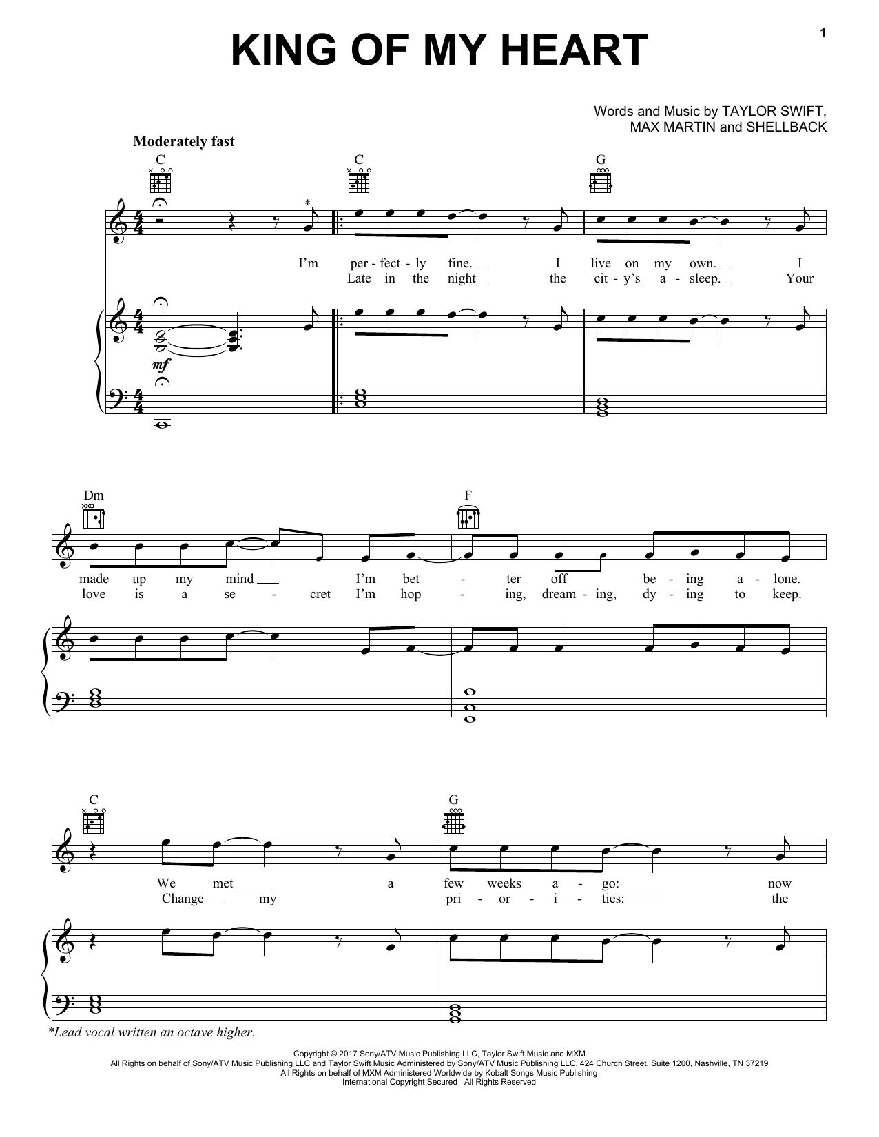 Download Taylor Swift King Of My Heart Sheet Music and learn how to play Easy Guitar Tab PDF digital score in minutes