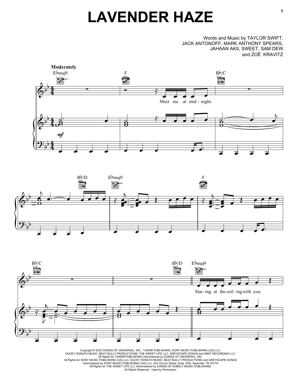 Download Taylor Swift Lavender Haze Sheet Music and learn how to play Flute Solo PDF digital score in minutes