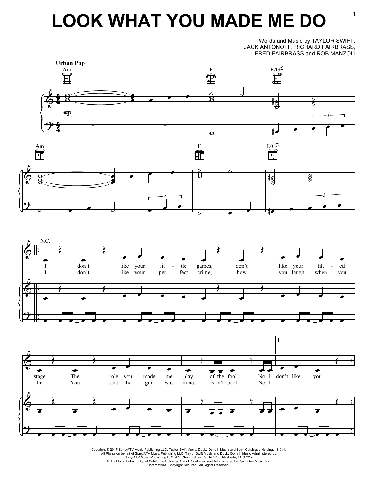 Download Taylor Swift Look What You Made Me Do Sheet Music and learn how to play Piano (Big Notes) PDF digital score in minutes