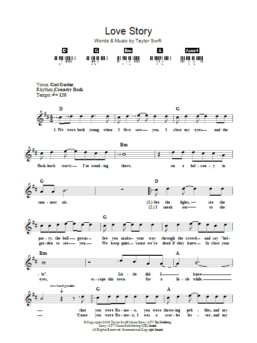 Download Taylor Swift Love Story Sheet Music and learn how to play Voice PDF digital score in minutes