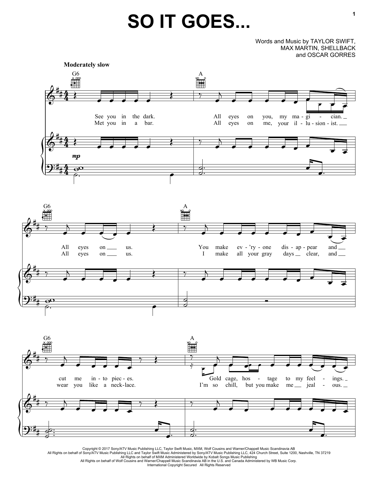 Download Taylor Swift So It Goes... Sheet Music and learn how to play Piano, Vocal & Guitar (Right-Hand Melody) PDF digital score in minutes