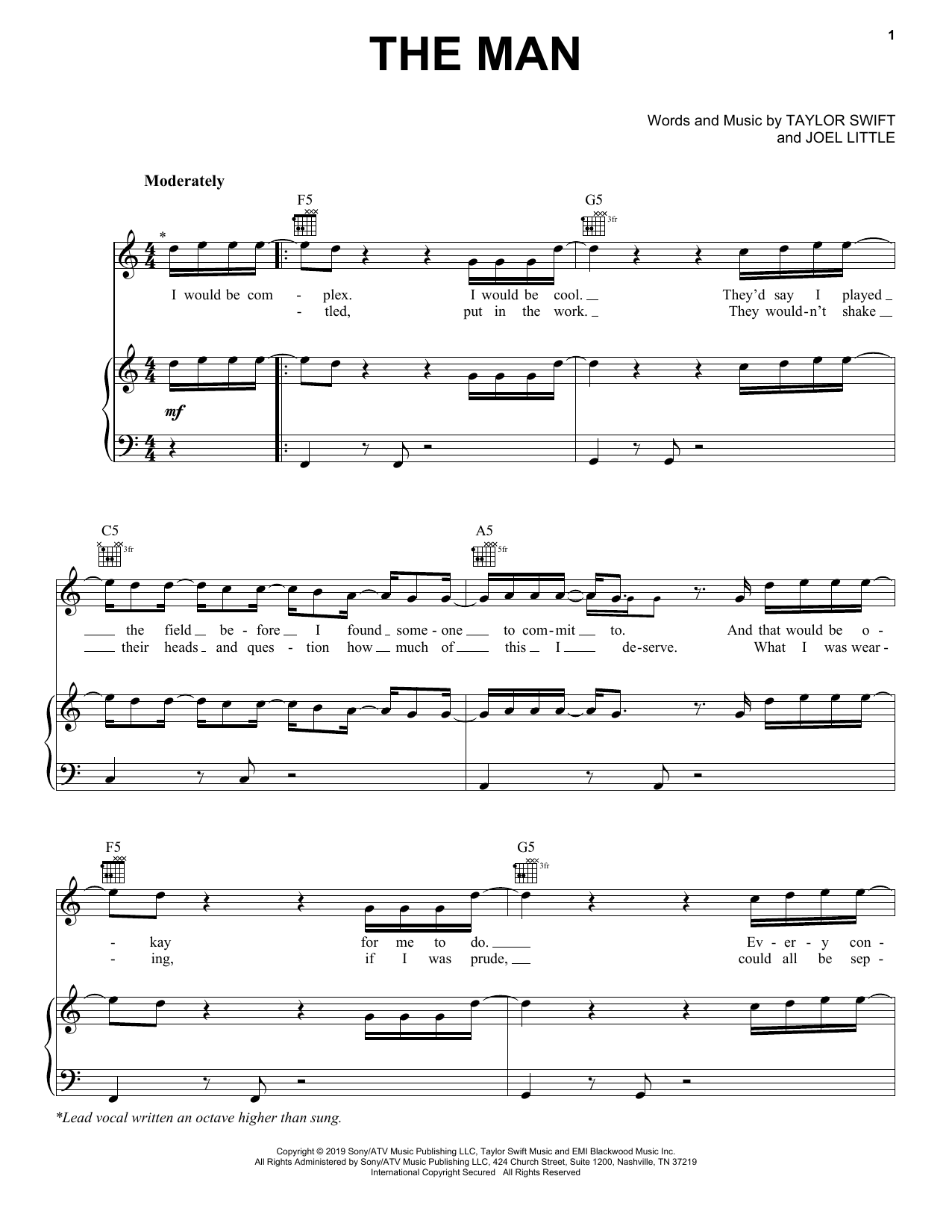 Download Taylor Swift The Man Sheet Music and learn how to play Easy Piano PDF digital score in minutes